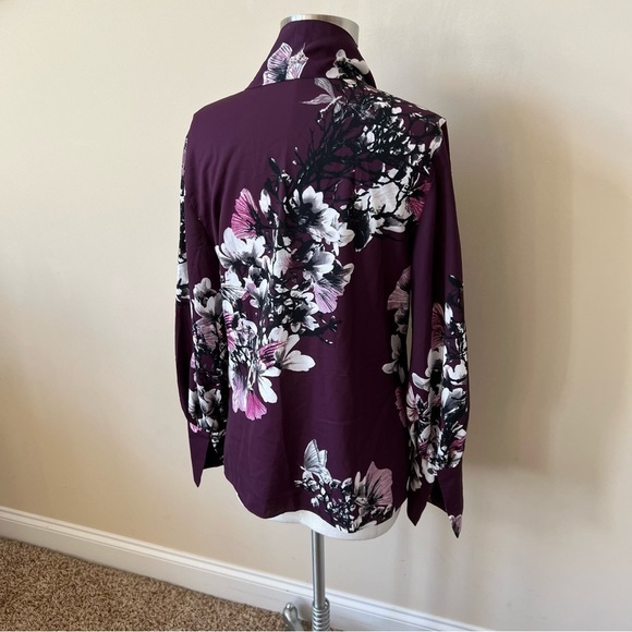 Natori Secretary Bow Floral Tie Neck Blouse 13525 - Picture 5 of 10